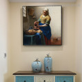 The Milkmaid II Johannes Vermeer Figure Framed Artwork Image Canvas Print for Room Wall Finery