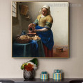 The Milkmaid II Johannes Vermeer Figure Framed Artwork Image Canvas Print for Room Wall Onlay