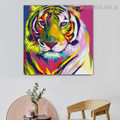Colorific Tiger Animal Watercolor Framed Painting Pic Canvas Print for Wall Hanging Decor
