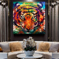 Motley Tiger Animal Watercolor Framed Painting Image Canvas Print for Room Wall Assortment