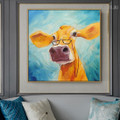 Grand Cow Animal Watercolor Framed Artwork Image Canvas Print for Room Wall Embellishment