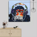 Chromatic Chimpanzee Animal Watercolor Framed Artwork Pic Canvas Print for Room Wall Flourish
