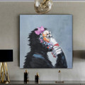 Chimp Animal Watercolor Framed Artwork Picture Canvas Print for Room Wall Finery