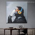 Chimpanzee Ape Animal Watercolor Framed Painting Portrait Canvas Print for Room Wall Decoration