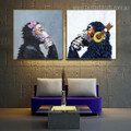 Apes Animal Watercolor Framed Painting Image Canvas Print for Room Wall Garniture