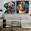Boxer and Beagle Dog Animal Watercolor Framed Painting Picture Canvas Print for Room Wall Outfit