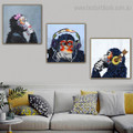 Colorful Chimps Animal Watercolor Framed Artwork Picture Canvas Print for Room Wall Ornament