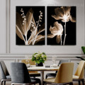 Transparent Foliage Abstract Floral Framed Painting Portrait Canvas Print for Room Wall Onlay