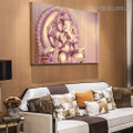 Chaturbhuj Ganesha Religious Modern Framed Artwork Photo Canvas Print for Room Wall Onlay