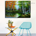 Birch Trees Abstract Nature Landscape Framed Painting Image Canvas Print for Room Wall Ornament