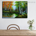 Birch Trees Abstract Nature Landscape Framed Painting Image Canvas Print for Room Wall Decoration