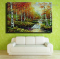 Birch Arbors Abstract Nature Landscape Framed Painting Image Canvas Print for Room Wall Decoration