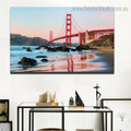 Golden Gate Landscape Modern Seascape Framed Effigy Image Canvas Print for Room Wall Getup