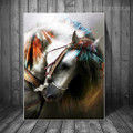 Colorific Horse Abstract Animal Graffiti Framed Artwork Image Canvas Print for Room Wall Finery