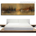 Golden Land Abstract Modern Framed Smudge Picture Canvas Print for Room Wall Outfit