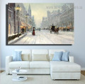 Paris Avenue Snow Abstract Cityscape Framed Painting Picture Canvas Print for Room Wall Equipment