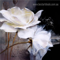 Rosebush Blooms Abstract Floral Modern Framed Artwork  Image Canvas Print