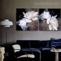 White Rose Blooms Abstract Floral Modern Framed Painting Pic Canvas Print for Room Wall Decoration