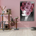 Pink Floral Visage Abstract Modern Framed Painting Image Canvas Print for Room Wall Getup