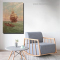 Sea Boats Abstract Landscape Modern Framed Painting Photo Canvas Print for Room Wall Decoration
