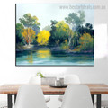 Green Forest Landscape Impressionist Framed Painting Picture Canvas Print for Room Wall Getup