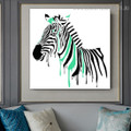 Green Zebra Animal Watercolor Framed Painting Pic Canvas Print for Room Wall Onlay