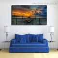 Ocean Sunset Landscape Modern Framed Painting Picture Canvas Print for Room Wall Garnish