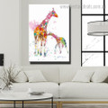 Motley Giraffe Abstract Animal Watercolor Modern Framed Painting Photo Canvas Print for Room Wall Moulding