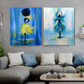 Colorful Dancers Abstract Figure Framed Painting Portrait Canvas Print for Room Wall Finery