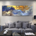 Golden Clouds Abstract Modern Framed Painting Photo Canvas Print for Room Wall Ornament