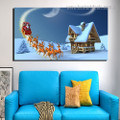 Santa Claus Animated Kids Religious Framed Painting Portrait Canvas Print for Room Wall Disposition