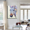 Blue Zebra Animal Watercolor Framed Painting Image Canvas Print for Room Wall Onlay