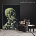 Skeleton with Cigarette Van Gogh Reproduction Framed Artwork Photo Canvas Print for Room Wall Ornament