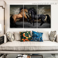 Two Running Horses Animal Nature Framed Painting Photo Canvas Print for Room Wall Decoration