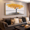 Yellow Leaves Arbor Abstract Landscape Framed Painting Portrait Canvas Print for Room Wall Moulding