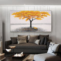 Yellow Leaves Arbor Abstract Landscape Framed Painting Portrait Canvas Print for Room Wall Onlay