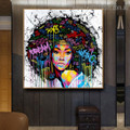 African Girl Face Abstract Graffiti Framed Artwork Photo Canvas Print for Room Wall Onlay