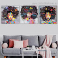 Three Ladies Face Abstract Graffiti Framed Painting Image Canvas Print for Room Wall Getup
