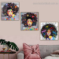 Colorific Wench Abstract Graffiti Framed Painting Portrait Canvas Print for Room Wall Garniture