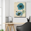 Turquoise Poppy Abstract Floral Framed Artwork Picture Canvas Print for Room Wall Decoration