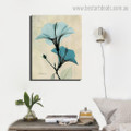 Turquoise Hibiscus Abstract Floral Framed Artwork Portrait Canvas Print for Room Wall Flourish