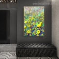 Yellow Floral Garden Abstract Botanical Framed Painting Pic Canvas Print for Room Wall Moulding 