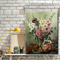 Hollyhocks Still Life Floral Framed Artwork Photo Canvas Print for Room Wall Decor
