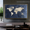Calico Map Abstract Vintage Framed Artwork Image Canvas Print for Room Wall Decoration