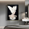 Wench White Pigeon Bird Figure Modern Framed Artwork Image Canvas Print for Room Wall Decoration