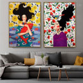 Two Girls Figure Nordic Framed Painting Image Canvas Print for Room Wall Garnish