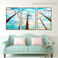 Trees Abstract Landscape Framed Painting Image Canvas Print for Room Wall Adornment