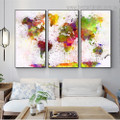 Dapple World Map Abstract Watercolor Framed Artwork Photo Canvas Print for Room Wall Outfit