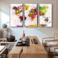 Dapple World Map Abstract Watercolor Framed Artwork Photo Canvas Print for Room Wall Molding