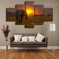 Sunset in Jungle Landscape Nature Framed Painting Photo Canvas Print for Room Wall Flourish